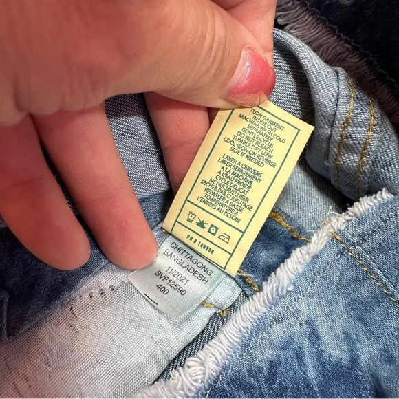 NWT 7 for all mankind 7FAMK denim overall jumper dress 24M tie dye bleach - Picture 6 of 6